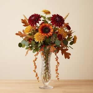 Crystal Cut Glass Vase Floral Arrangement Vase Centerpiece Decor 9.88 in‎ Tall